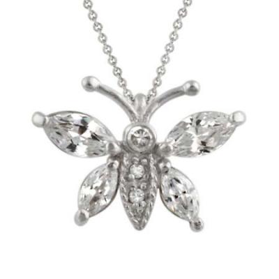 Sterling Silver CZ Butterfly Pendant