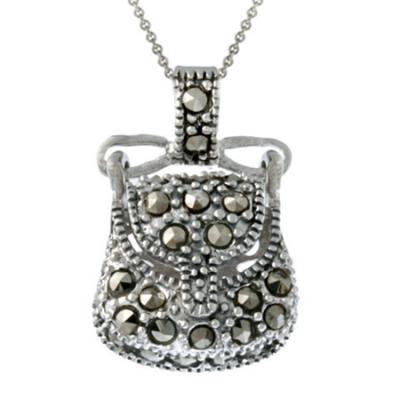 Sterling Silver & Marcasite Novelty Purse Pendant