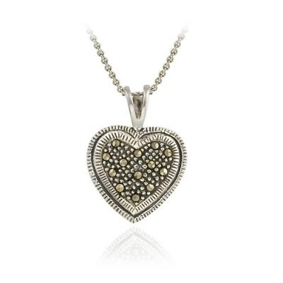 Sterling Silver Marcasite Heart Pendant