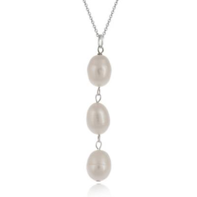 Sterling Silver Baroque Freshwater Cultured White Pearl Drop Pendant