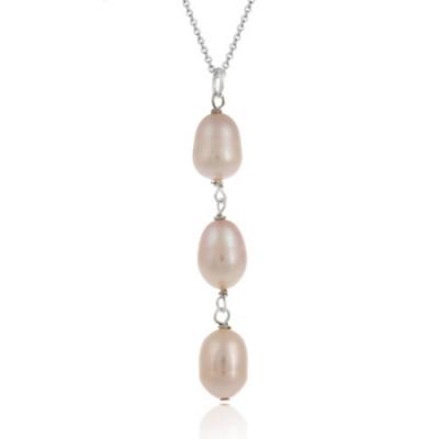 Sterling Silver Baroque Freshwater Cultured Pink Pearl Drop Pendant