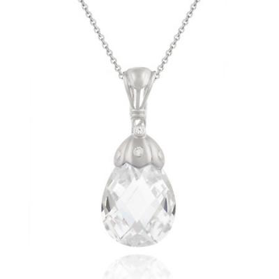 Sterling Silver 9ct CZ Briolette Teardrop Pendant