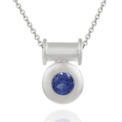 Sterling Silver 2/5ct Tanzanite CZ Round Bezel-Set Slide Pendant