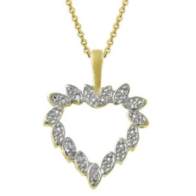 18k Gold over Silver Two-Toned Diamond Accent Heart Pendant