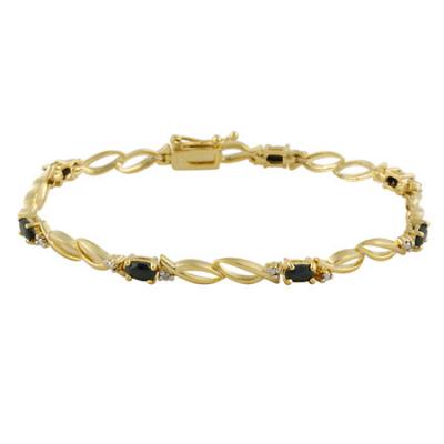 18K Gold over Sterling Silver 2.35ct Sapphire & Diamond Accent Swirl Bracelet