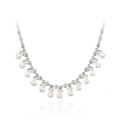 Sterling Silver CZ Necklace w/ Clear CZ Briolette Teardrops