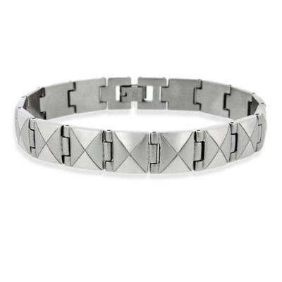 Stainless Steel Polished Brushed Divided Square Mens Link Bracelet