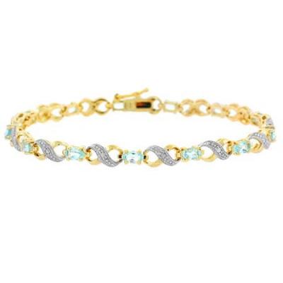18K Gold over Sterling Silver Blue Topaz & Diamond Accent Infinity Bracelet