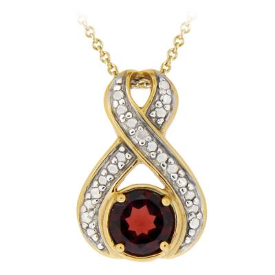 18K Gold over Sterling Silver Garnet & Diamond Accent Twist Pendant