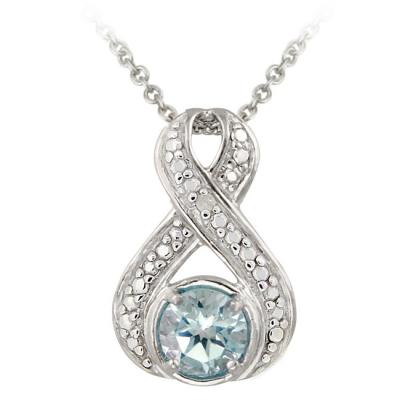 Sterling Silver Blue Topaz & Diamond Accent Twist Pendant