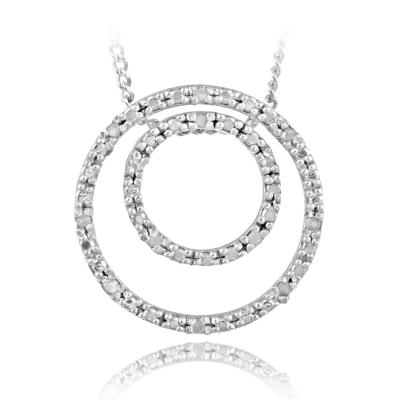 Sterling Silver 1/8ct Diamond Double Circle Eternity Necklace