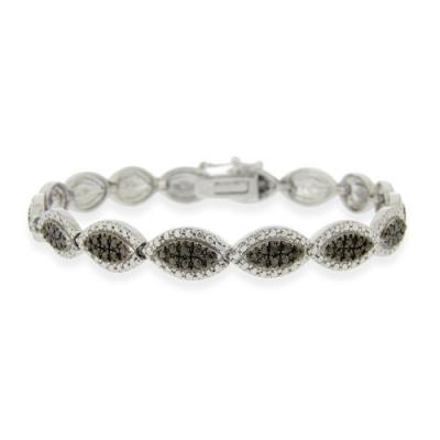 Sterling Silver Black Diamond Accent Marquise Bracelet