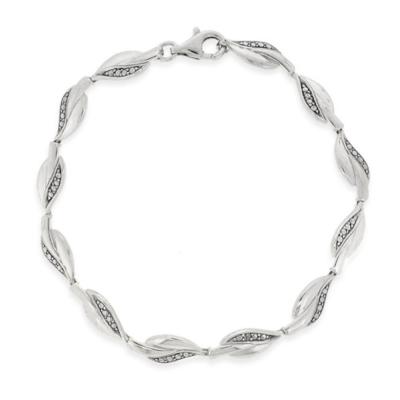 Sterling Silver Diamond Accent Leaf Bracelet
