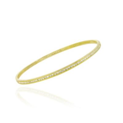 18K Gold over Sterling Silver Cubic Zirconia Channel Set Bangle Bracelet