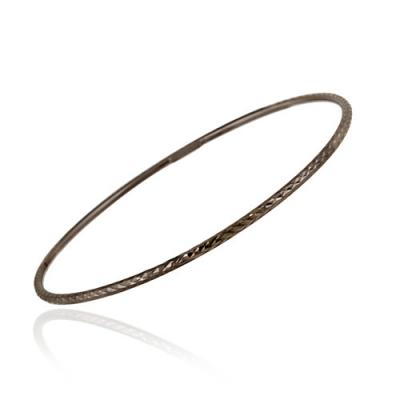Brown Rhodium Overlay Sterling Silver 2mm Diamond-Cut Bangle
