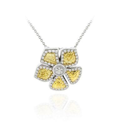18K Gold over Sterling Silver Two-Tone Flower Slide Pendant