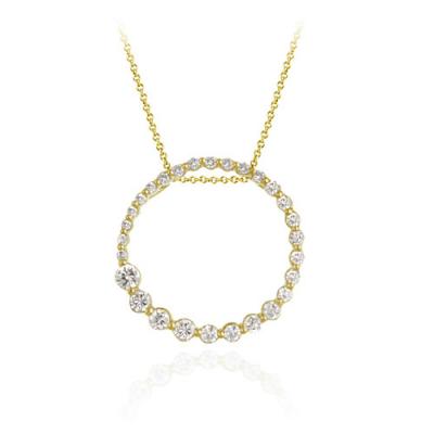 18K Gold over Sterling Silver Open Circle Journey CZ Pendant