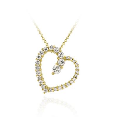 18K Gold over Sterling Silver CZ Floating Open Heart Journey Pendant