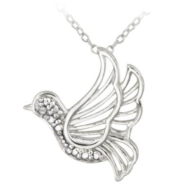 Sterling Silver Diamond Accent Dove Pendant