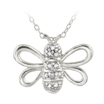 Sterling Silver Diamond Accent Bumble Bee Pendant