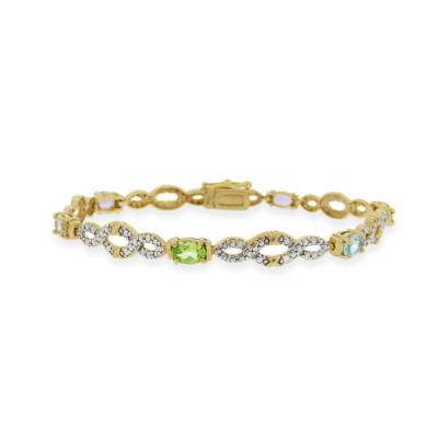 18K over Sterling Silver Multi Gemstone & Diamond Accent Infinity Bracelet