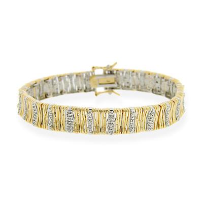 18K Gold Over Sterling Silver Woven Design Bracelet w/ Vertical CZ Stations