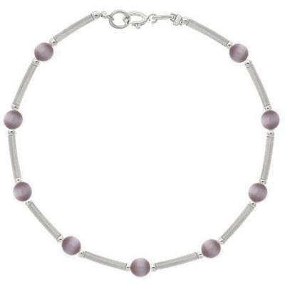Sterling Silver Lavender Cats Eye Bar and Bead Bracelet