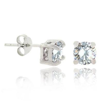 Sterling Silver CZ 5mm Round Stud Earrings