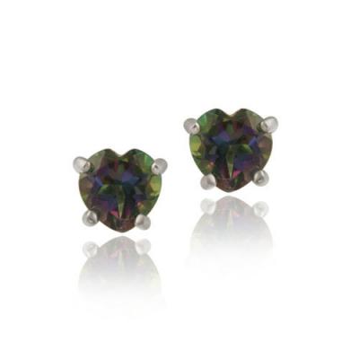 Sterling Silver 1ct Green Mystic Topaz 5mm Heart Stud Earrings