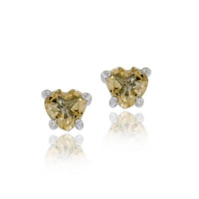 Sterling Silver .80ct Citrine 5mm Heart Stud Earrings