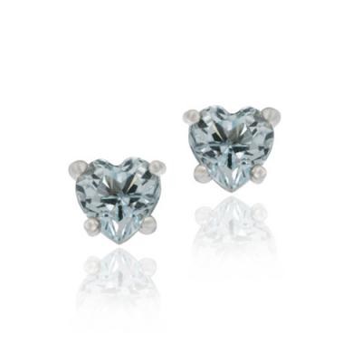 Sterling Silver 1ct Blue Topaz 5mm Heart Stud Earrings