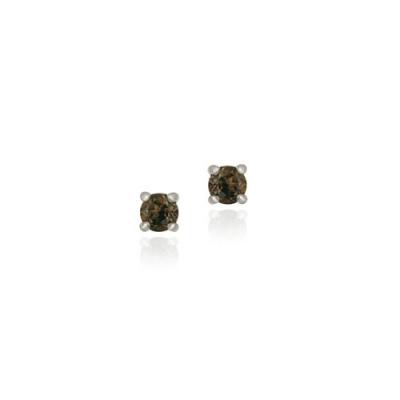 Sterling Silver Genuine Smokey Quartz 4mm Round Stud Earrings