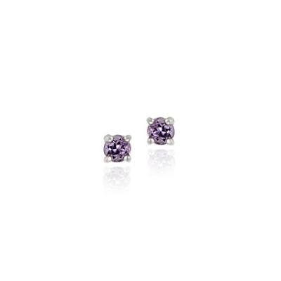 Sterling Silver Genuine 1/2ct Amethyst 4mm Round Stud Earrings - February Birthstone
