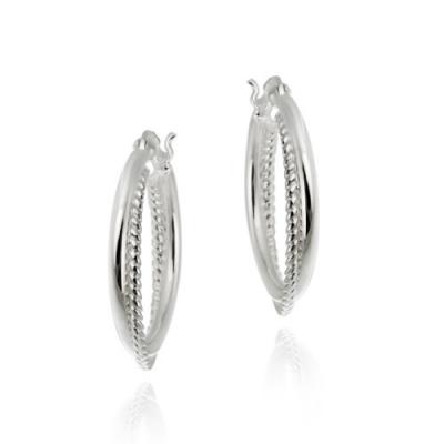 Sterling Silver Braided Design Hoop Earrings