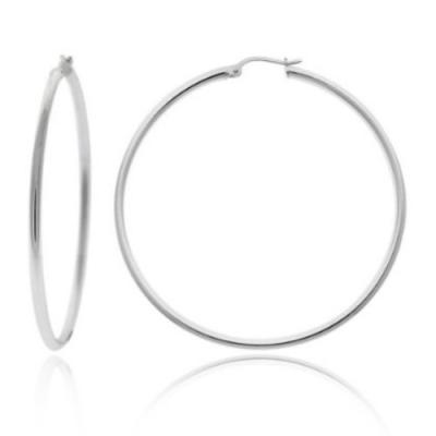Sterling Silver 50mm Polished Hoop Earrings
