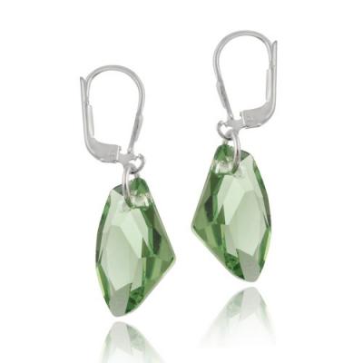 Sterling Silver Peridot Swarovski Elements Rock Dangle Earrings