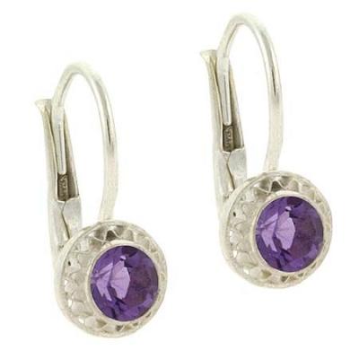 Sterling Silver Amethyst Filigree Round Leverback Earrings