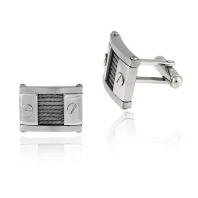 Stainless Steel Nailhead and Cable Design Cufflinks