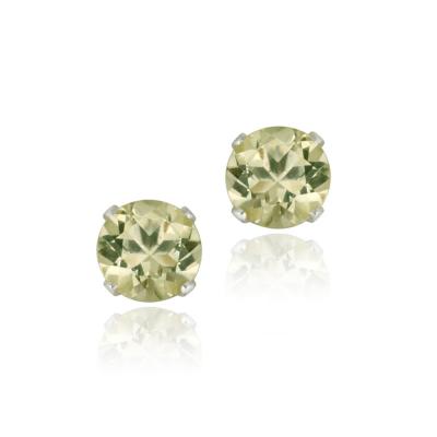 Sterling Silver 1.5ct Lime Quartz Stud Earrings, 6mm