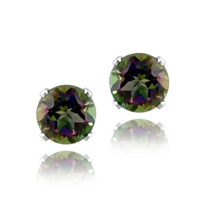 Sterling Silver  Green Mystic Topaz Stud Earring
