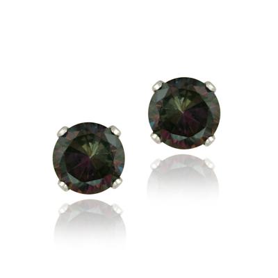 Sterling Silver Green Mystic Topaz CZ Stud Earrings, 6mm