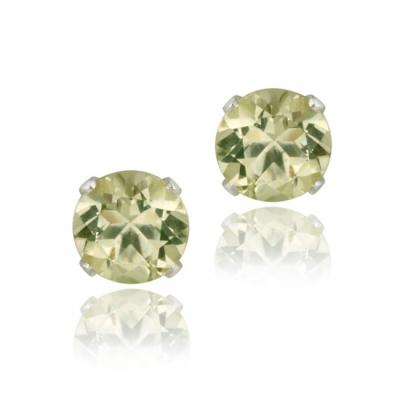 Sterling Silver 4/5ct Lime Quartz Stud Earrings, 5mm