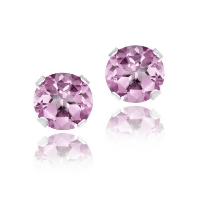 Sterling Silver 1ct Light Pink CZ Stud Earrings, 5mm