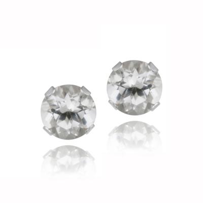 Sterling Silver .70ct Created White Sapphire Stud Earrings, 4mm