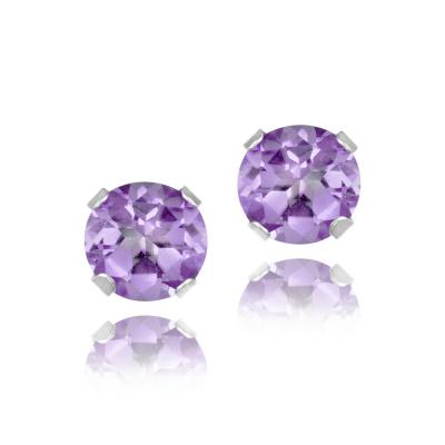 Sterling Silver 1/2ct Purple CZ Stud Earrings, 4mm