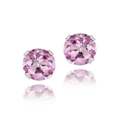 Sterling Silver 1/2ct Light Pink CZ Stud Earrings, 4mm