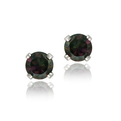 Sterling Silver Green Mystic Topaz CZ Stud Earrings, 4mm