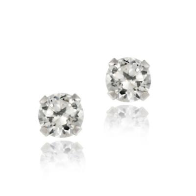Sterling Silver 1/4ct White Topaz Stud Earrings, 3mm