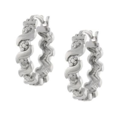 Sterling Silver Diamond Accent Twist Design Hoop Earrings