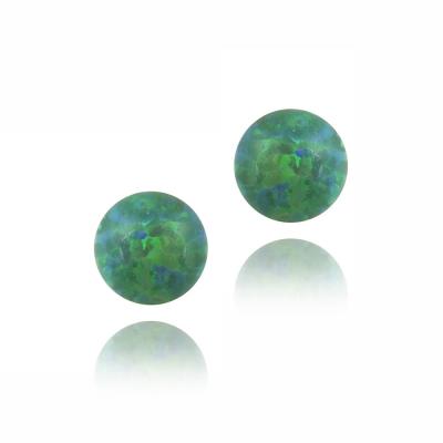 Sterling Silver Created Green Opal Ball Stud Earrings, 8mm